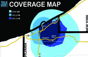TalkErie.com launches with News/Talk format for Erie Coverage Map for TalkErie.com