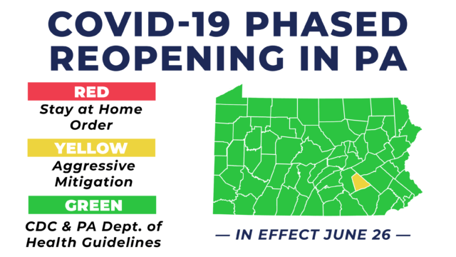 PA reopening map - June 26