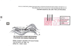 Postage on return envelopes election mail