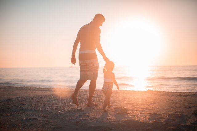 parent & child at beach